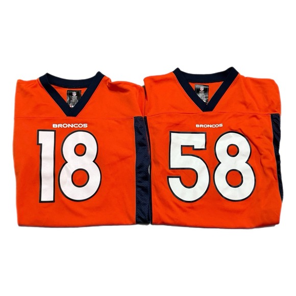 Lot Of Two Youth NFL Denver Broncos Peyton Manning & Von‎ Miller Jersey Size L - Picture 1 of 4